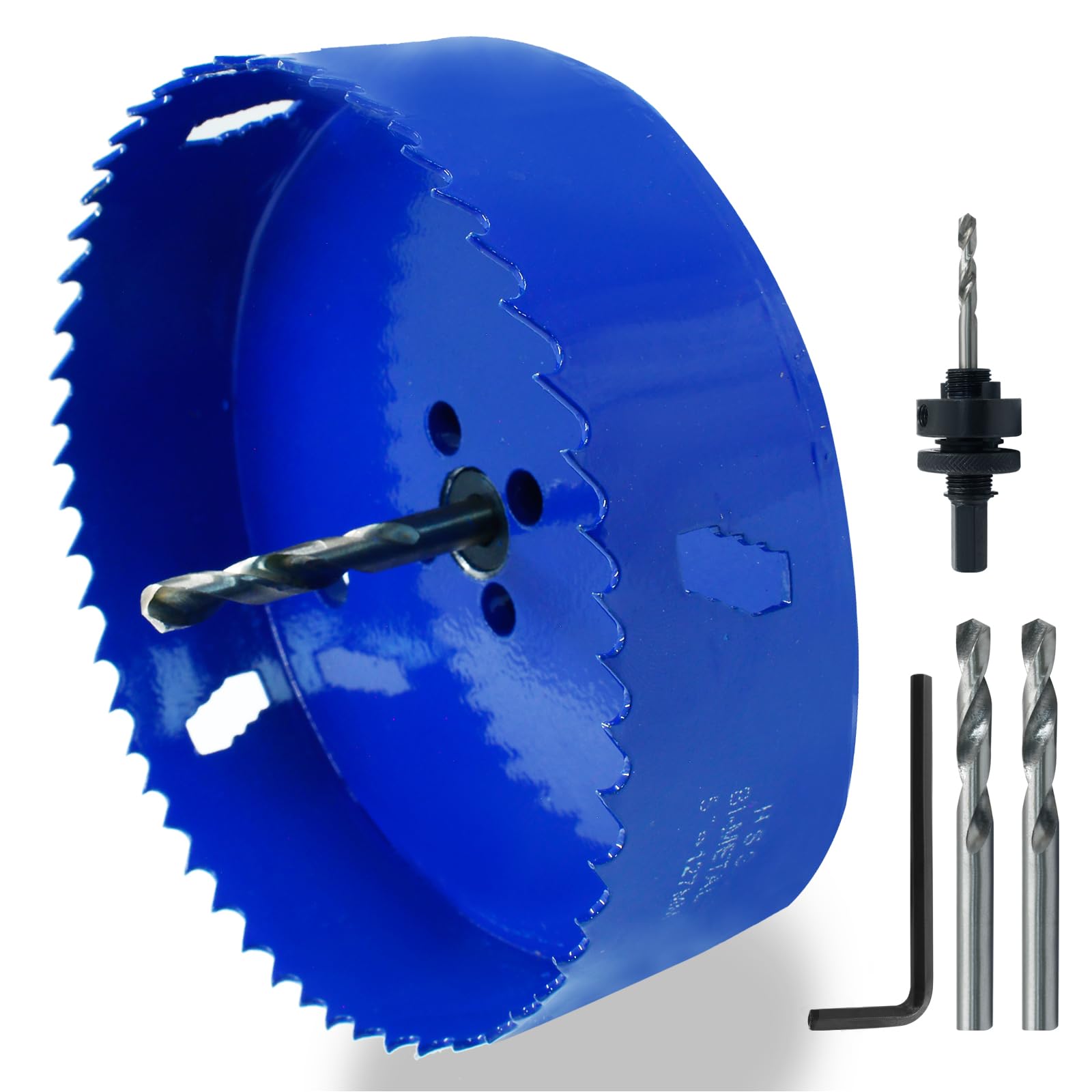Luomorgo 127mm/5 inch Hole Saw with Arbor, 1 1/4 inch Cutting Depth HSS Bi-Metal Hole Cutter for Wood Cornhole Boards Plastic Drywall & Metal Sheet โ image 1