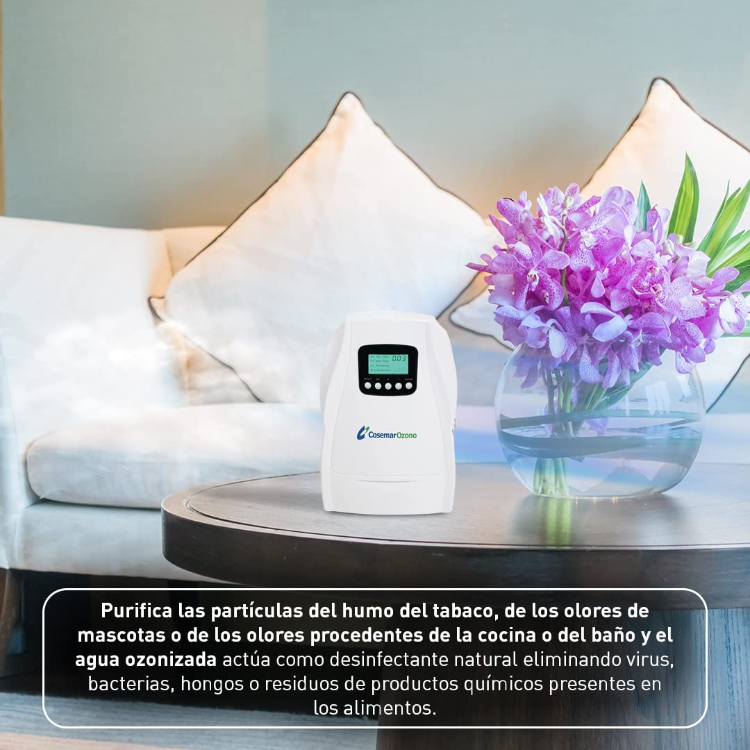 Ozono Hogar - Generador de Ozono Digital Cosemar. 2 en 1 - Desinfección y desodorización de aire y agua - Producción 500 mg/h