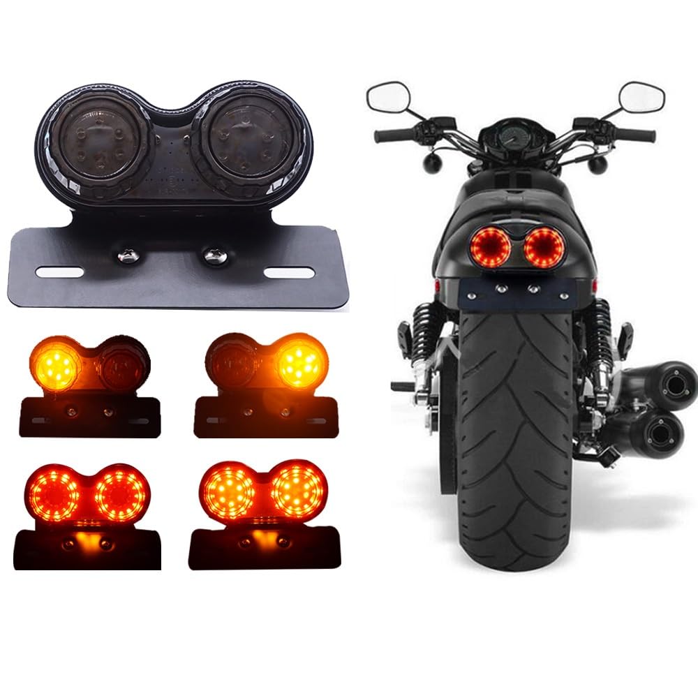 Fanale Posteriore a LED per Motocicletta, Luce di Stop Posteriore, Luce Freno, indicatore di direzione per Targa.