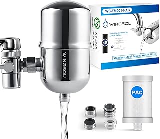 WINGSOL Faucet Water Filter 304 Stainless-Steel Long-Lasting Filter NSF/ANSI 42, Reduce Contaminants & Improve Taste, 320-...