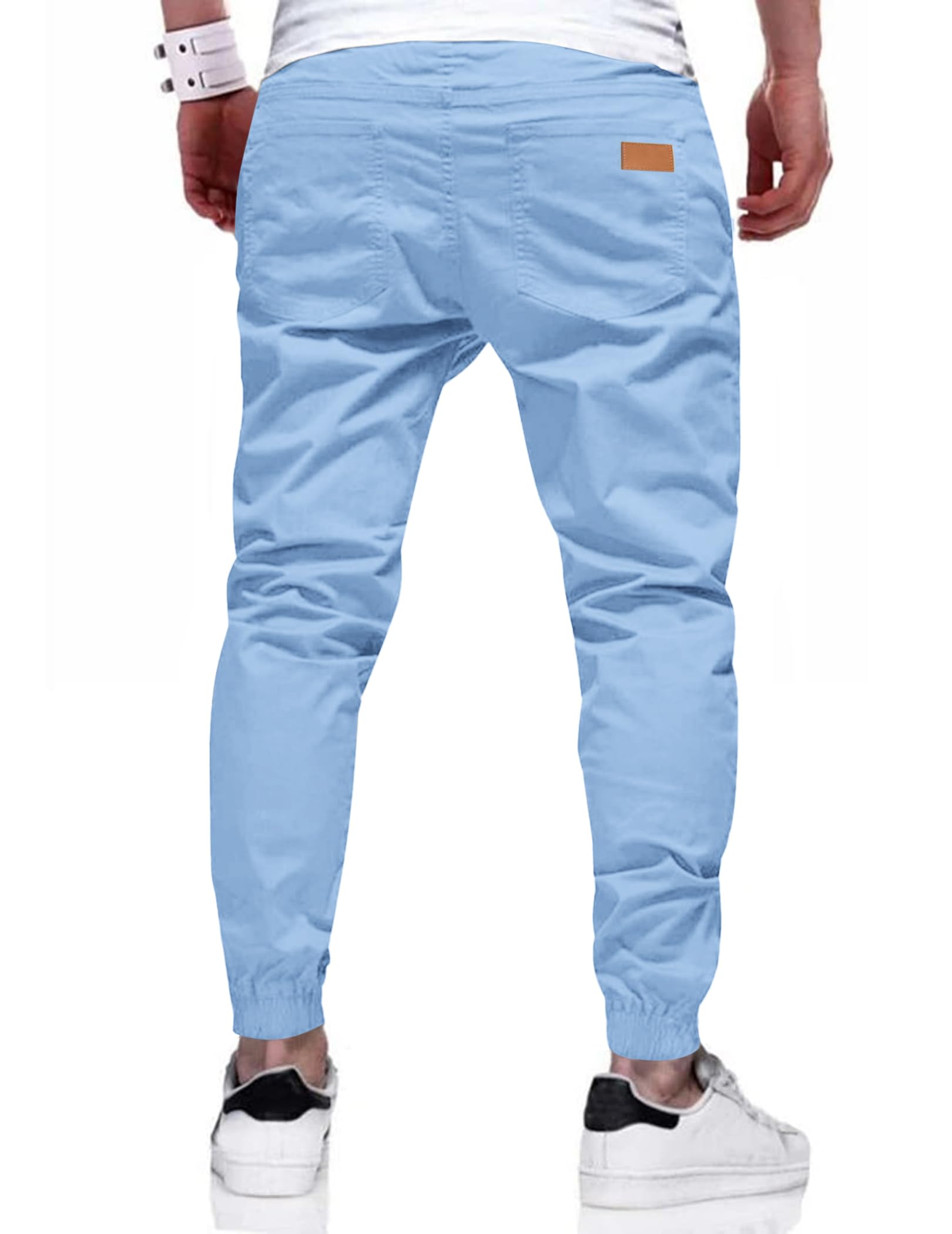 TARAINYA Pantaloni Uomo Cotone Jogging Chino Cargo con Tasche Laterali Coulisse Vita Elastica Casual