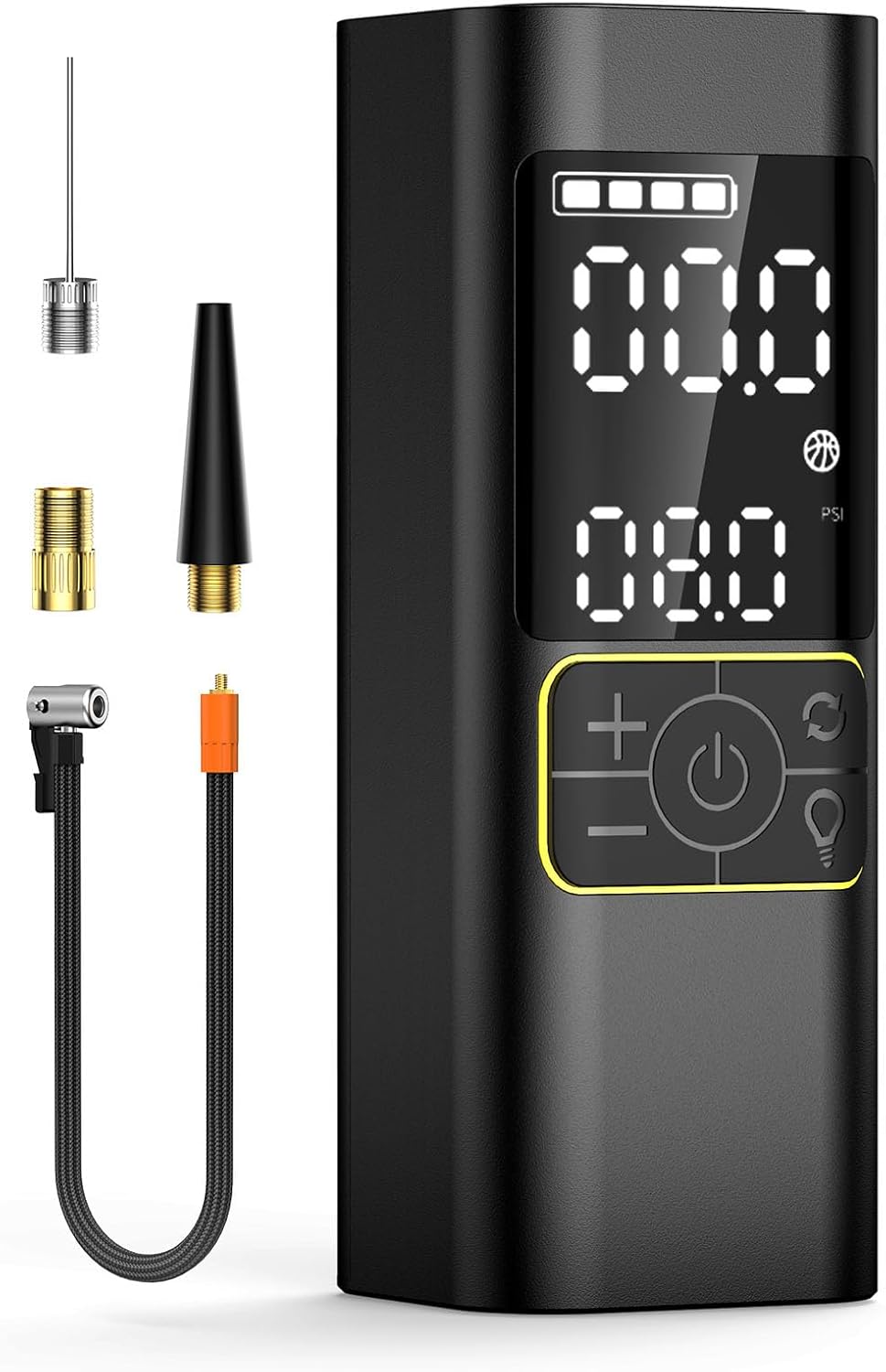 Tire Inflator Portable Air Compressor for Car, Bicycle, Motorcycle, Ball, with Tire Pressure Gauge and Storage Bag