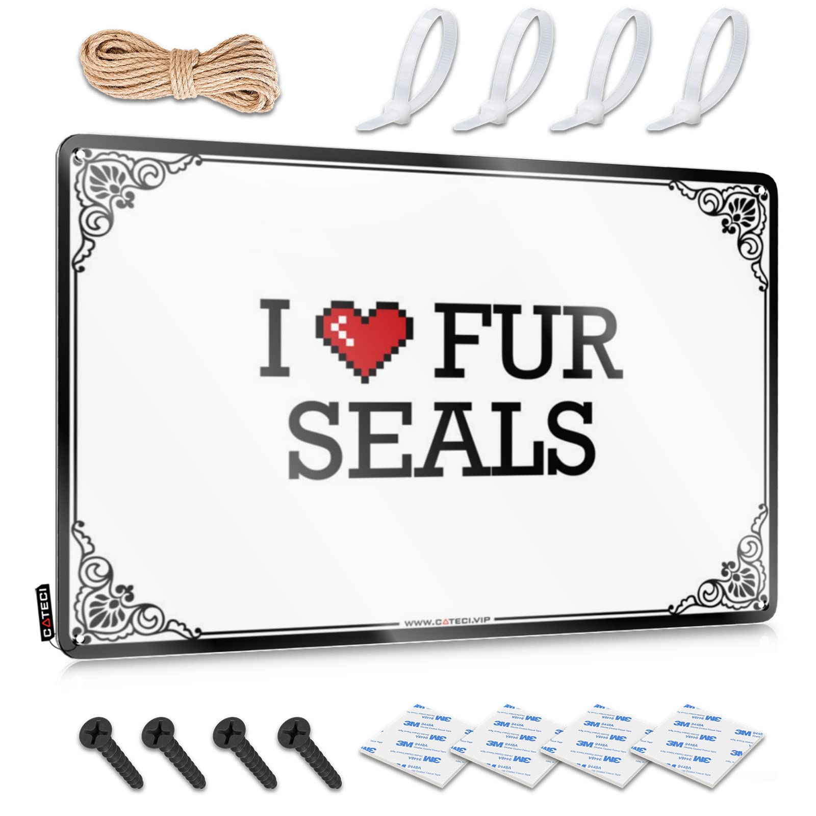 Wall Art Humorous Vintage Wall Art, Cats Retro Sweet Tin Sign For Home Bar | 8x12 Inch I Love Fur Seals Perfect For Clearance Decor(30X40CM)