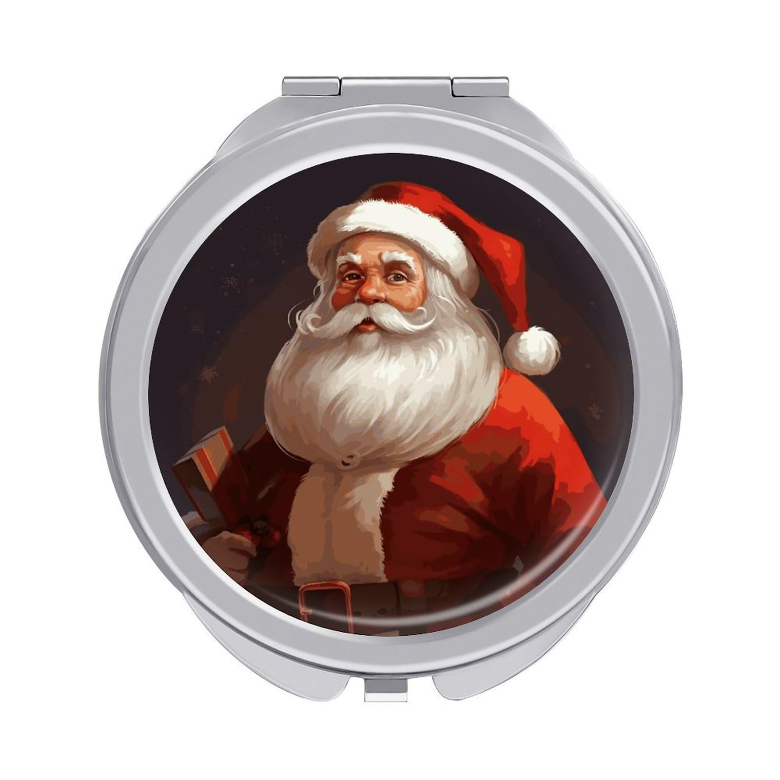 FekiLoot Santa Claus Travel Makeup Mirror 2 X /1 X Magnifying Slim Pocket Mirrors Compact for Purse Travel Makeup Mirrors for Pocket, Handbag, Purse Women Gift