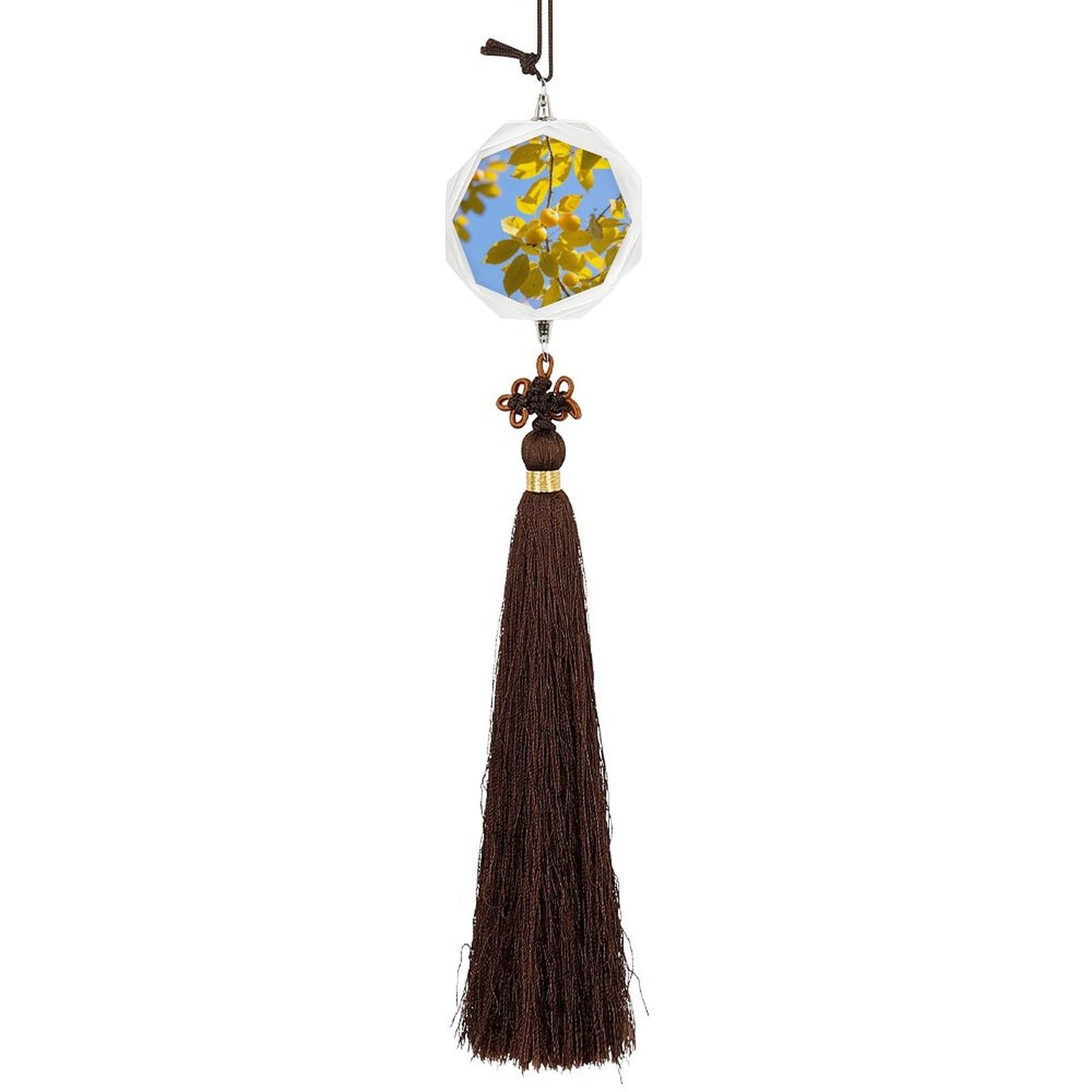 Crystal Auto Pendant Charms Hexagon Crystal Car Rear View Mirror Charms Lemon Tree Auto Hanging Interior Ornament Pendant Car Interior Accessories for Women Men CarCharms Decor