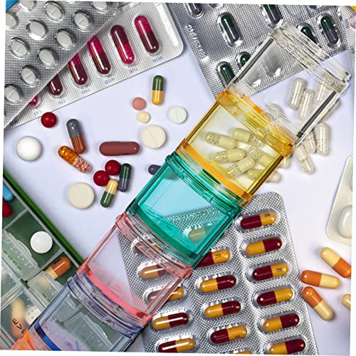 HOUDERCO Stapelbarer Wochenplaner Tablettenbehälter Mit Mehrfachfächern Für Hause Zufälliger Stil Aus Hochwertigem Pc-material Geruchsneutral Und Praktisch Für Fischöl Vitamine Und Co
