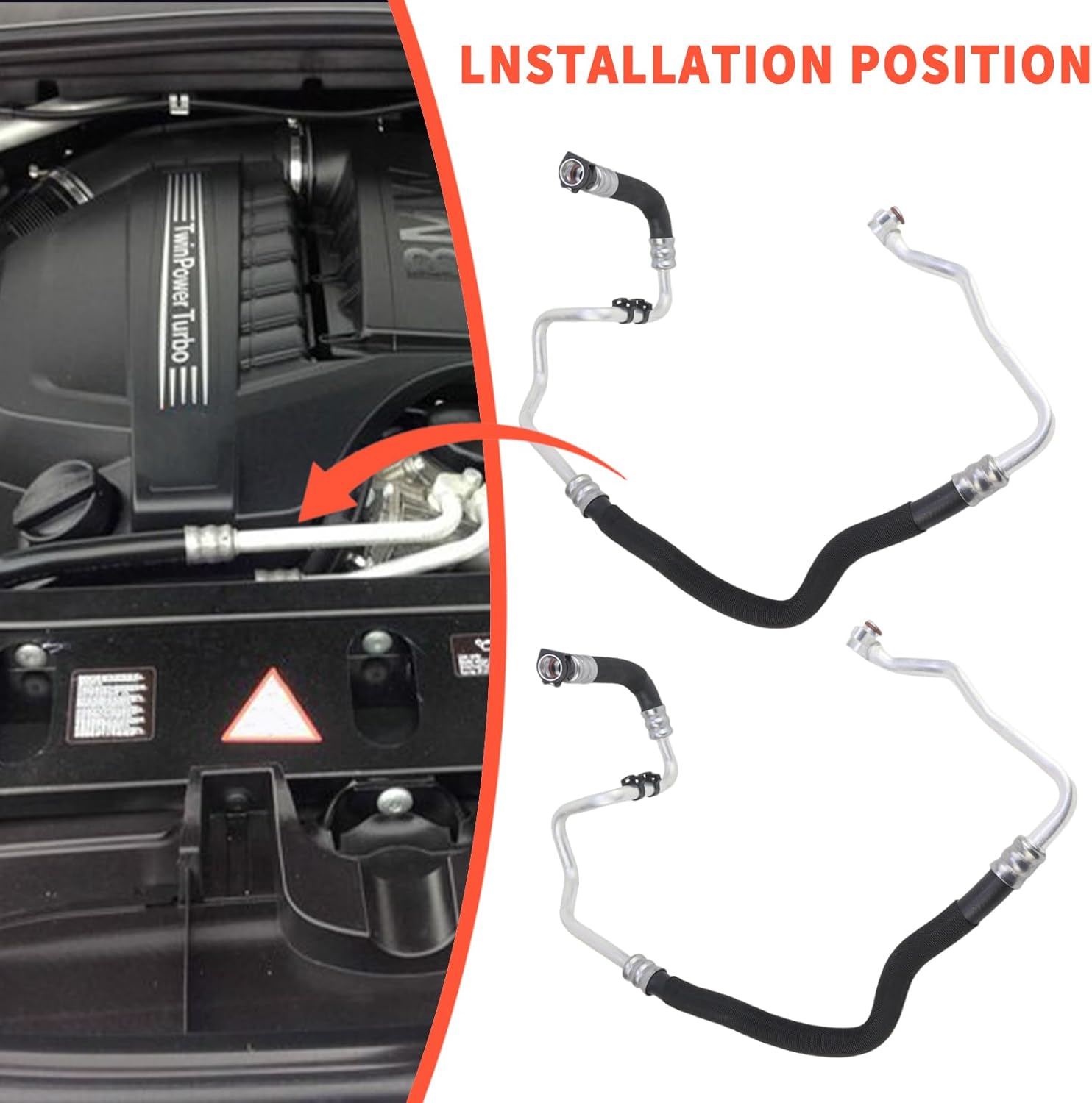 Engine Oil Cooler Line 17227589509 17227589510 for BMW 5' F07 GT 09/2008-06/2013, GT LCI 08/2012-01/2017, 5' F10 01/2009-06/2013, LCI 08/2012-10/2016, 7' F01 LCI 05/2011-05/2015