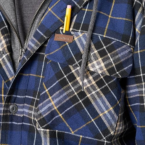 Image of Smith's Workwear Men's Sherpa-Lined Hooded Flannel Shirt-Jacket
