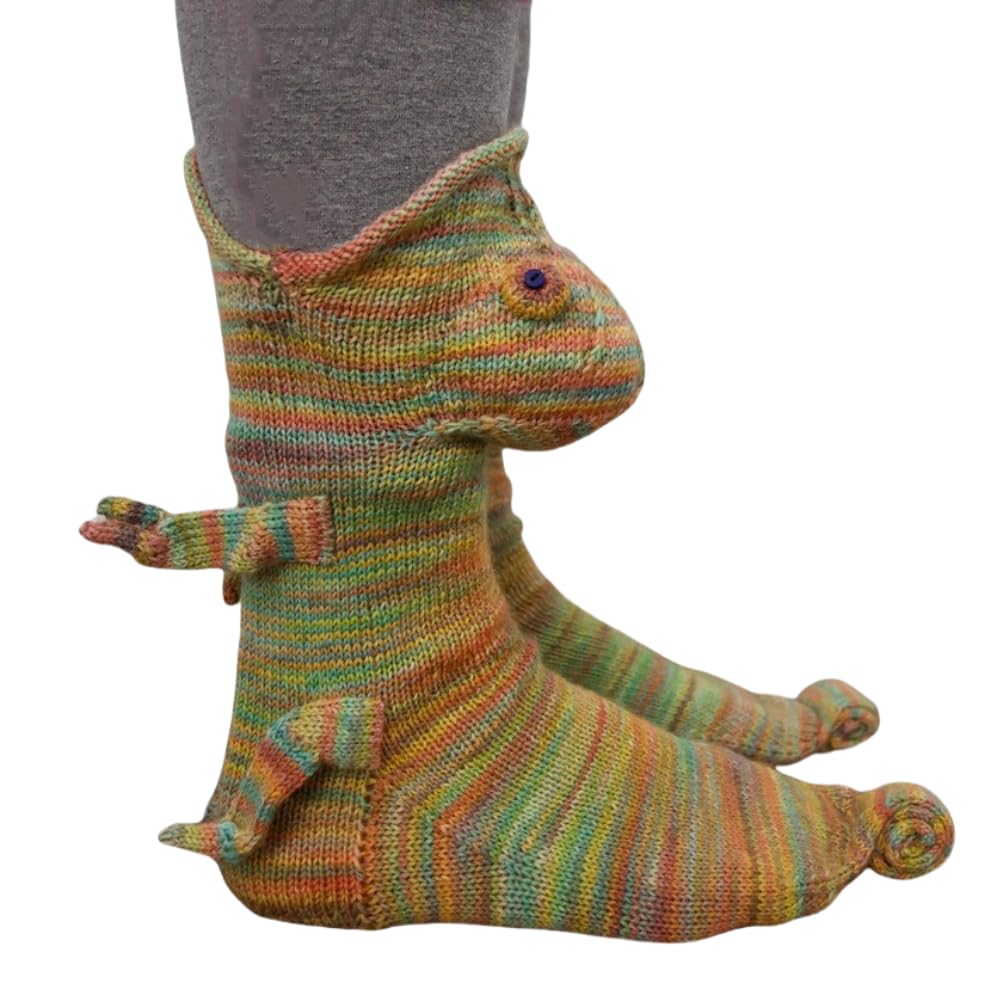 Xgopts Unisex Chameleon Cute Novelty Socks Funny Crazy Slipper Socks Winter Warm Creative Shark Crocodile Cotton Socks Christmas Birthday Gift For Men Women Teenage Kids