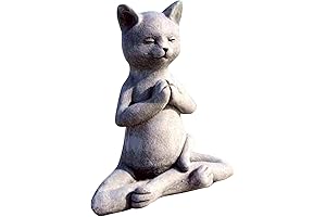 Buddha Cat Figurine | Meditating Cat Garden Sculpture Decoration