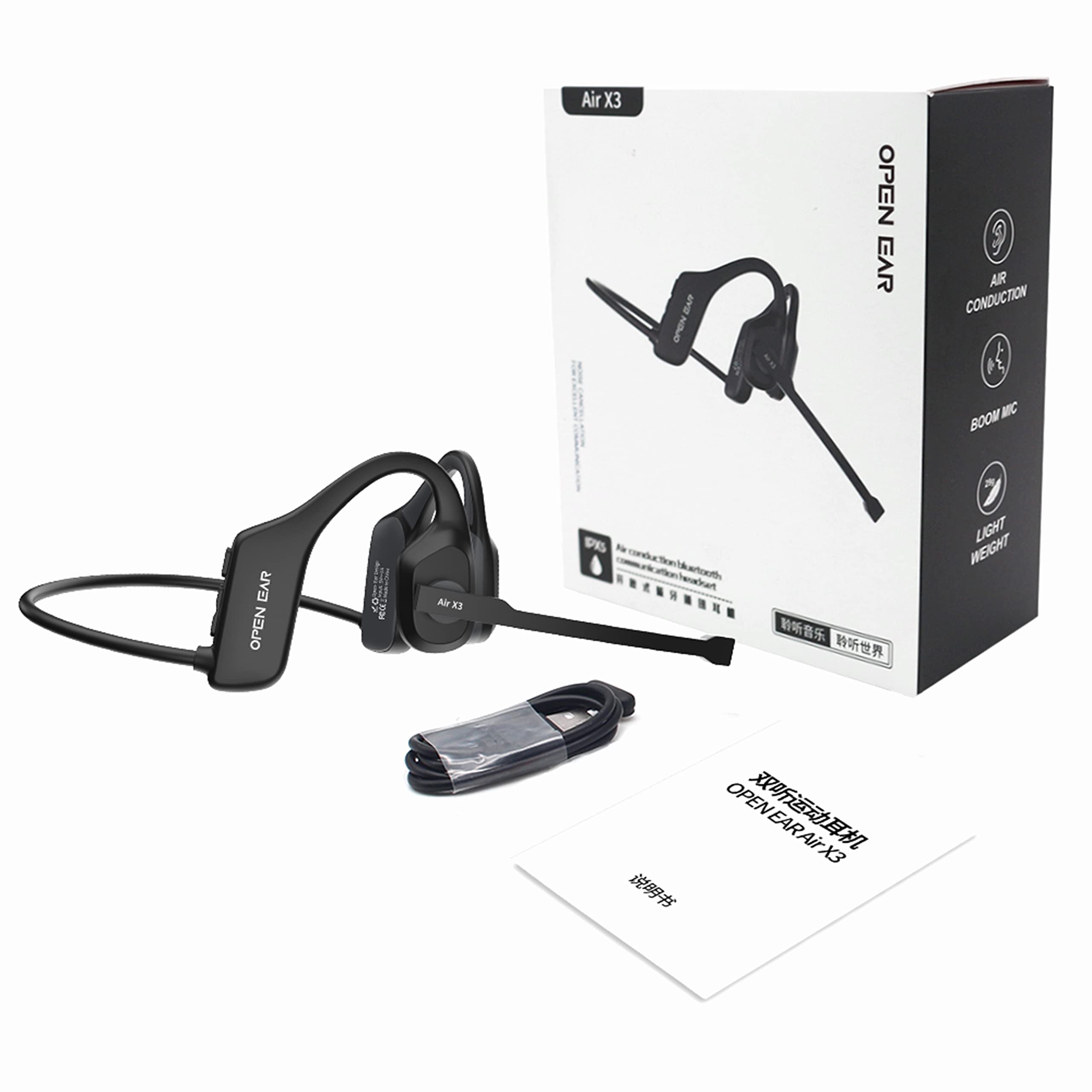 Hiteblaz Écouteurs à Oreille Ouverte Bluetooth 5.2, Casques à Conduction aérienne avec Micro, écouteurs sans Fil étanches IP55 pour 7 Heures de Lecture, écouteurs de Sport à Suppression de Bruit pour