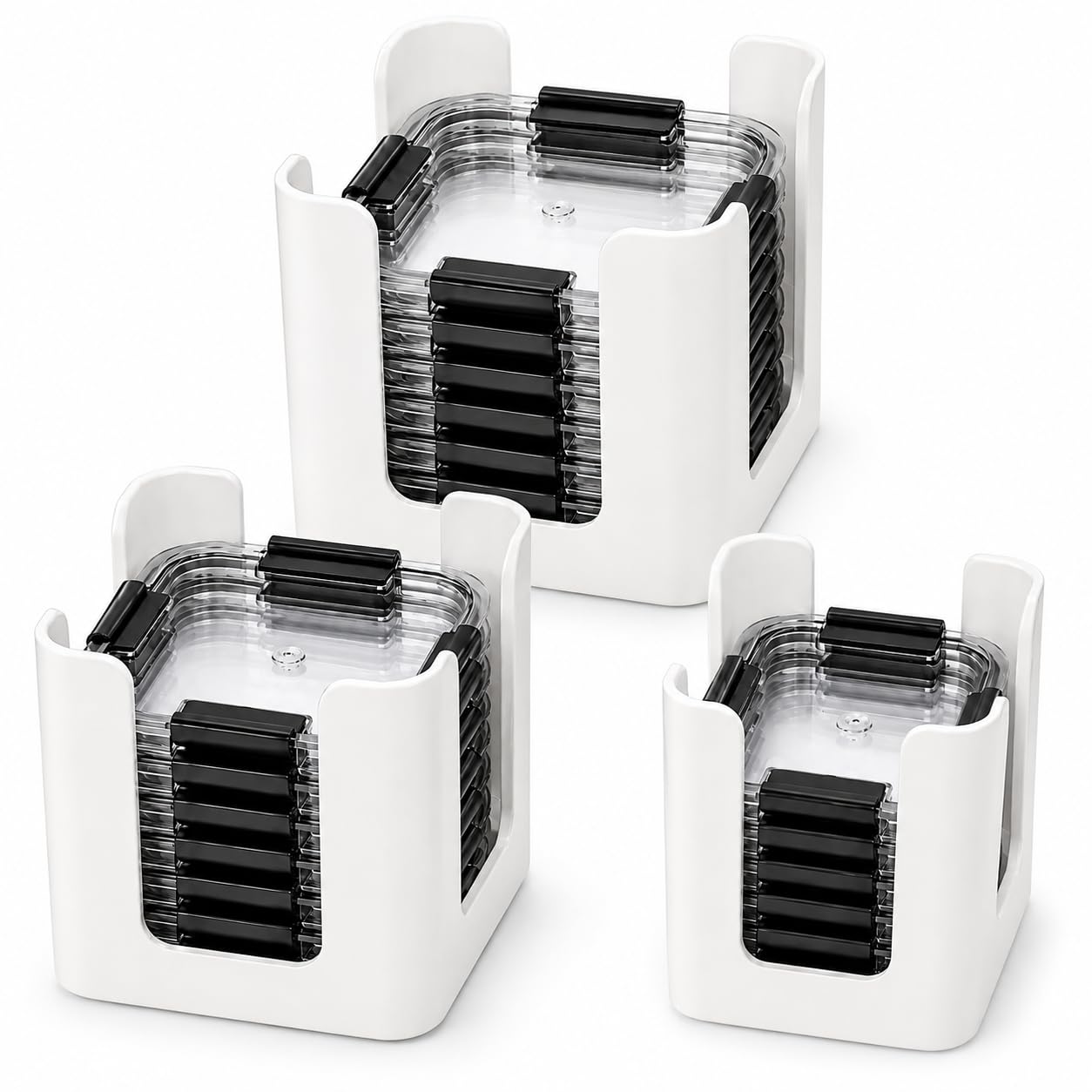 Food Container Lid Organizer for Rubbermaid Brilliance, 3-Pack, White | Plastic, Fits 0.5…