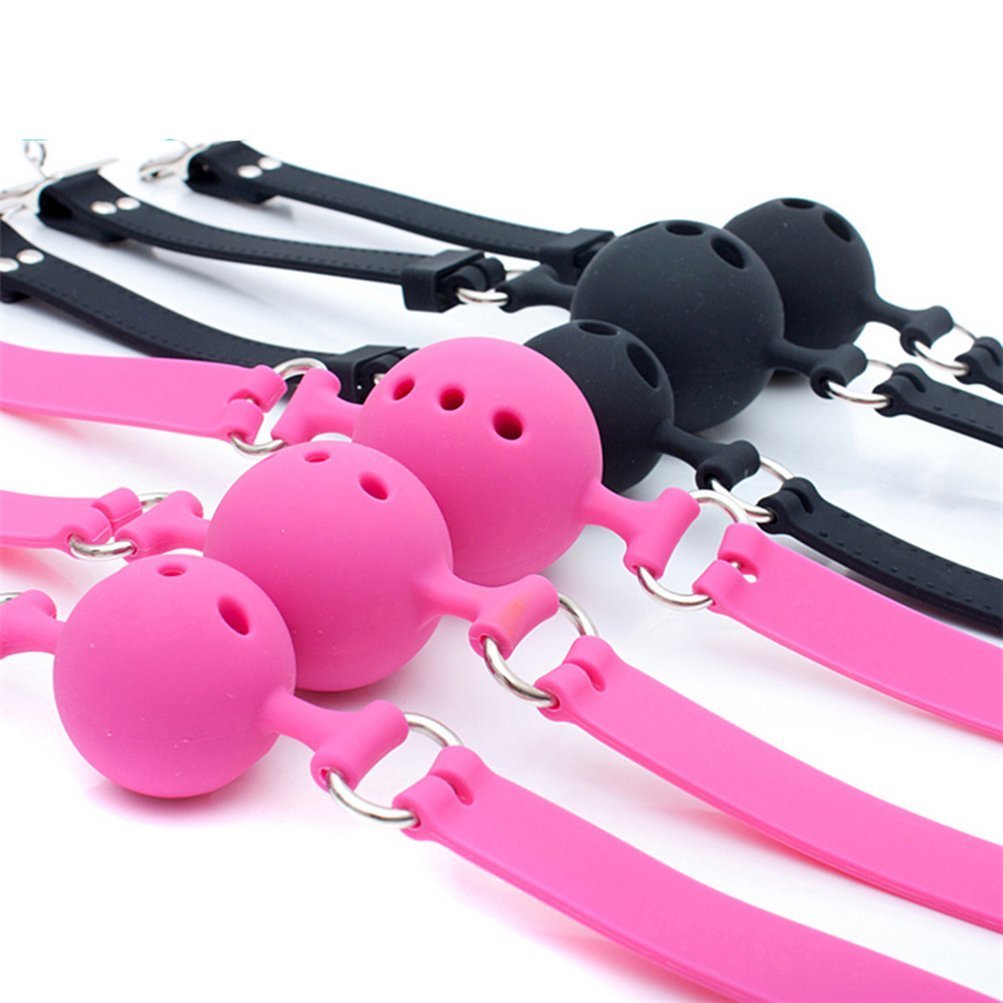 RYOZOCH Silicone Breathable Ball Gag for Adult Bondage Restraints Sex Play (Black, 1.5in Ball): 1.7in Ball Black