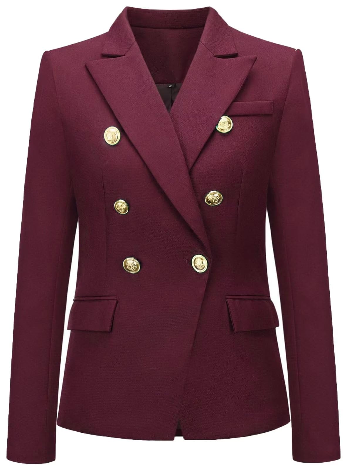 Womens Casual Blazer Solid Double Breasted Blazer Suit for Women Open Front Women Work Suit Jacket Blazers