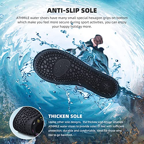 image for ATHMILE Water Shoes for Women Men Quick-Dry Aqua Socks Swim Beach Bare