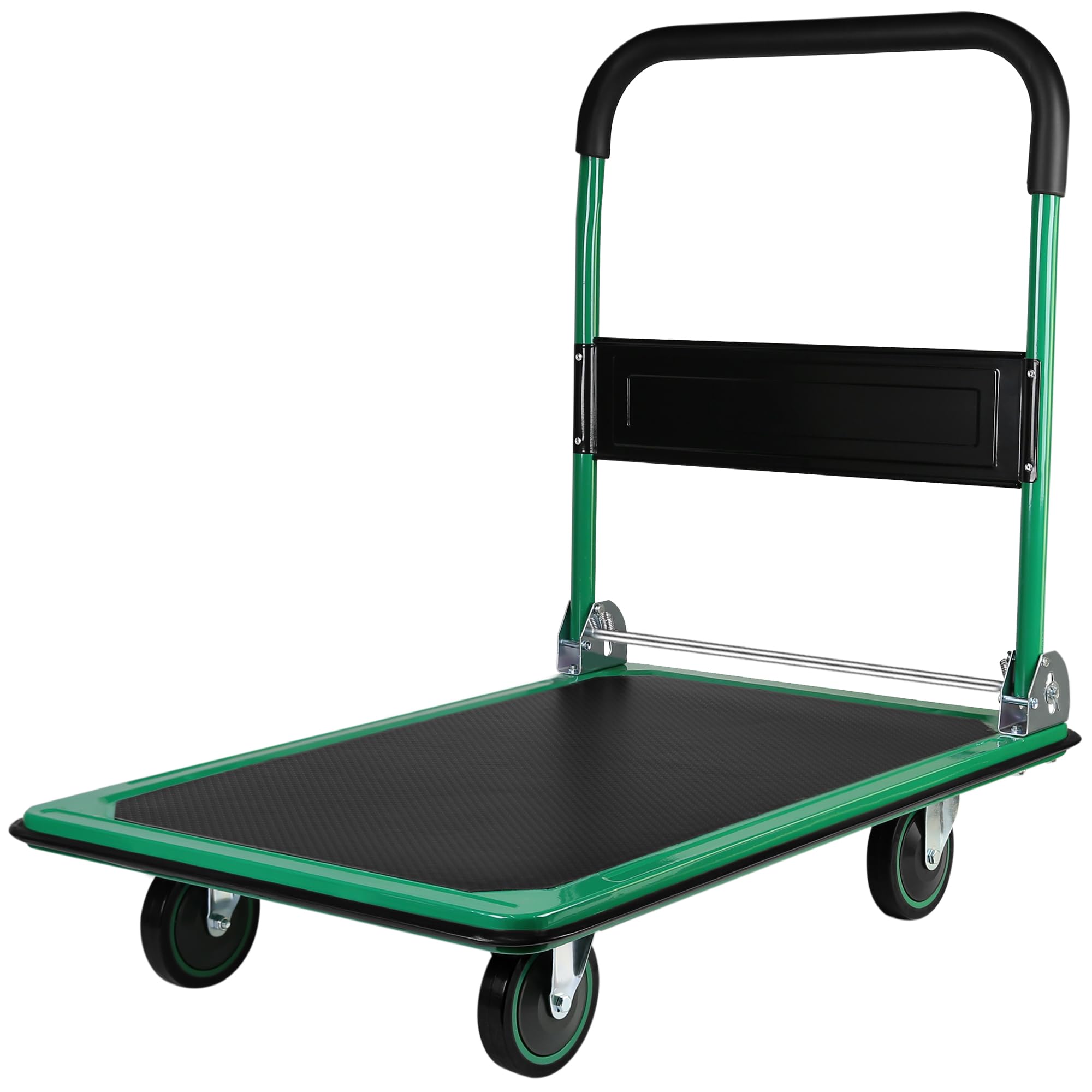 VAOZIURE Foldable Platform Hand Truck with 660lbs Capacity, Steel Construction, 360-Degree Swivel Wheels, Compact Design, Green