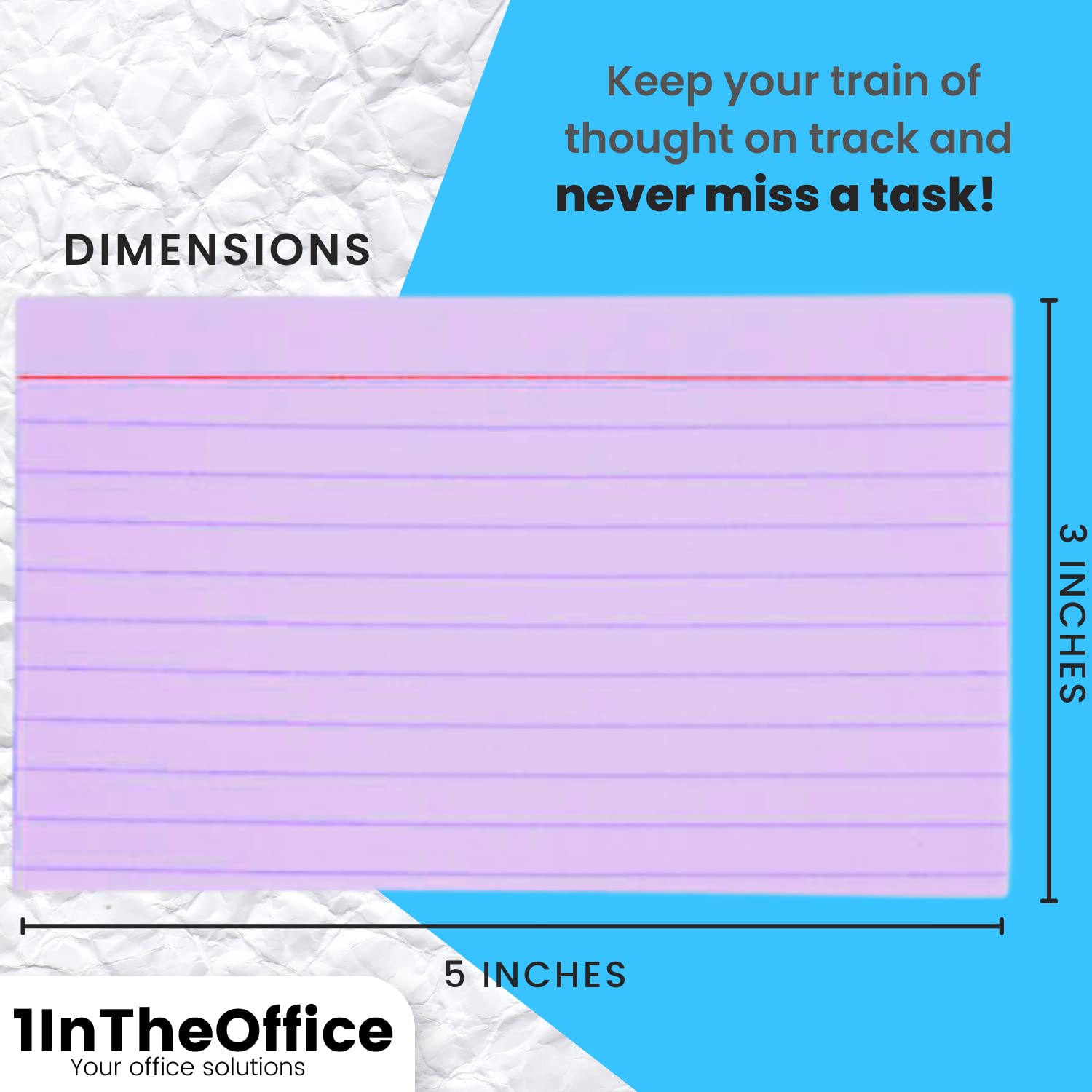 1InTheOffice Index Card 3x5, Colored Notecards, Pastel Index Cards, Ruled Flash Cards, Assorted Color, 300 Pack - View #3