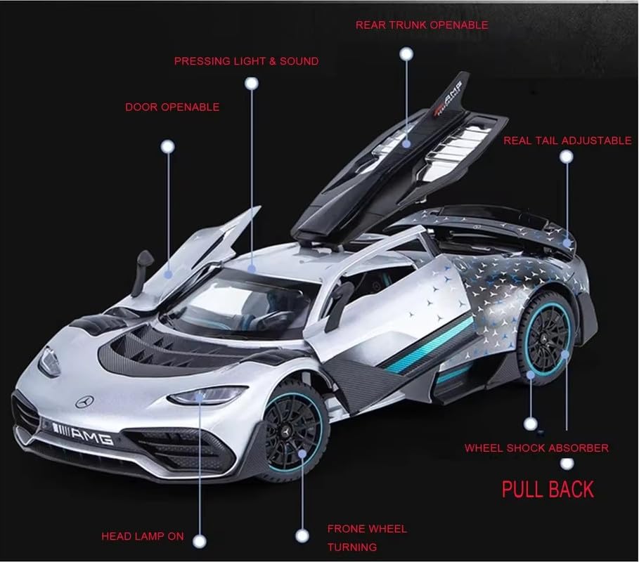Image of Invite Enterprise Merceedes AMG ONE 1:24 Exclusive Model Car with Box, Zinc Alloy Pull Back Toy car with Sound and Light for Kids Boy Girl Gift [Colors as Per Stock]