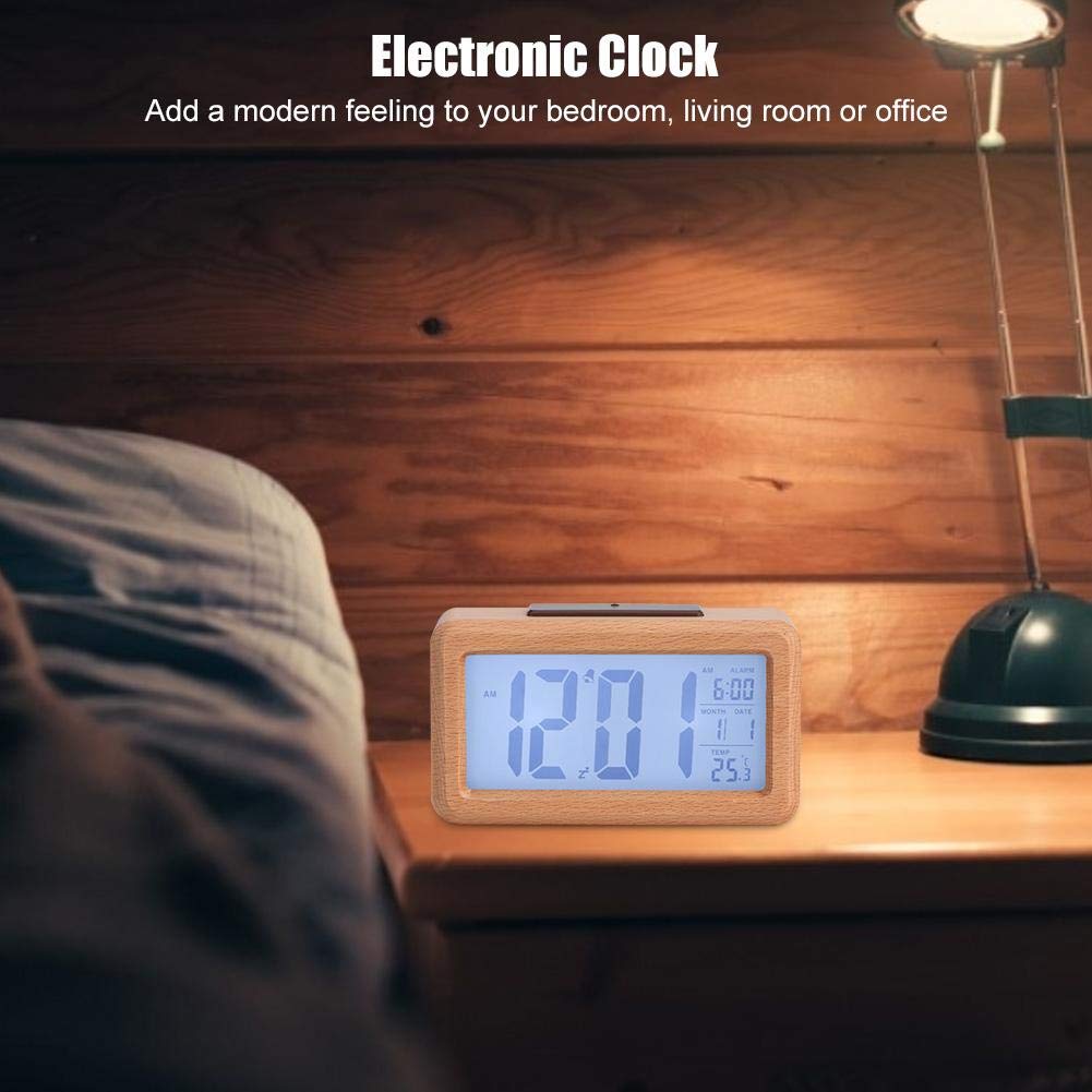 10✓ Rechargeable Alarm Clock LED Digital Display Calendar Temperature Backlight Mute Function Table Clock For Home Oiffce 12/24 H Desktop Clock - View #11