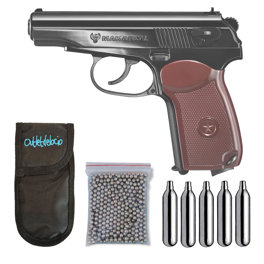 Pistola perdigon metálica Makarov 4,5mm Full Metal + Funda + Balines + co2. 23054/29318/13275. Potencia 3 Julios