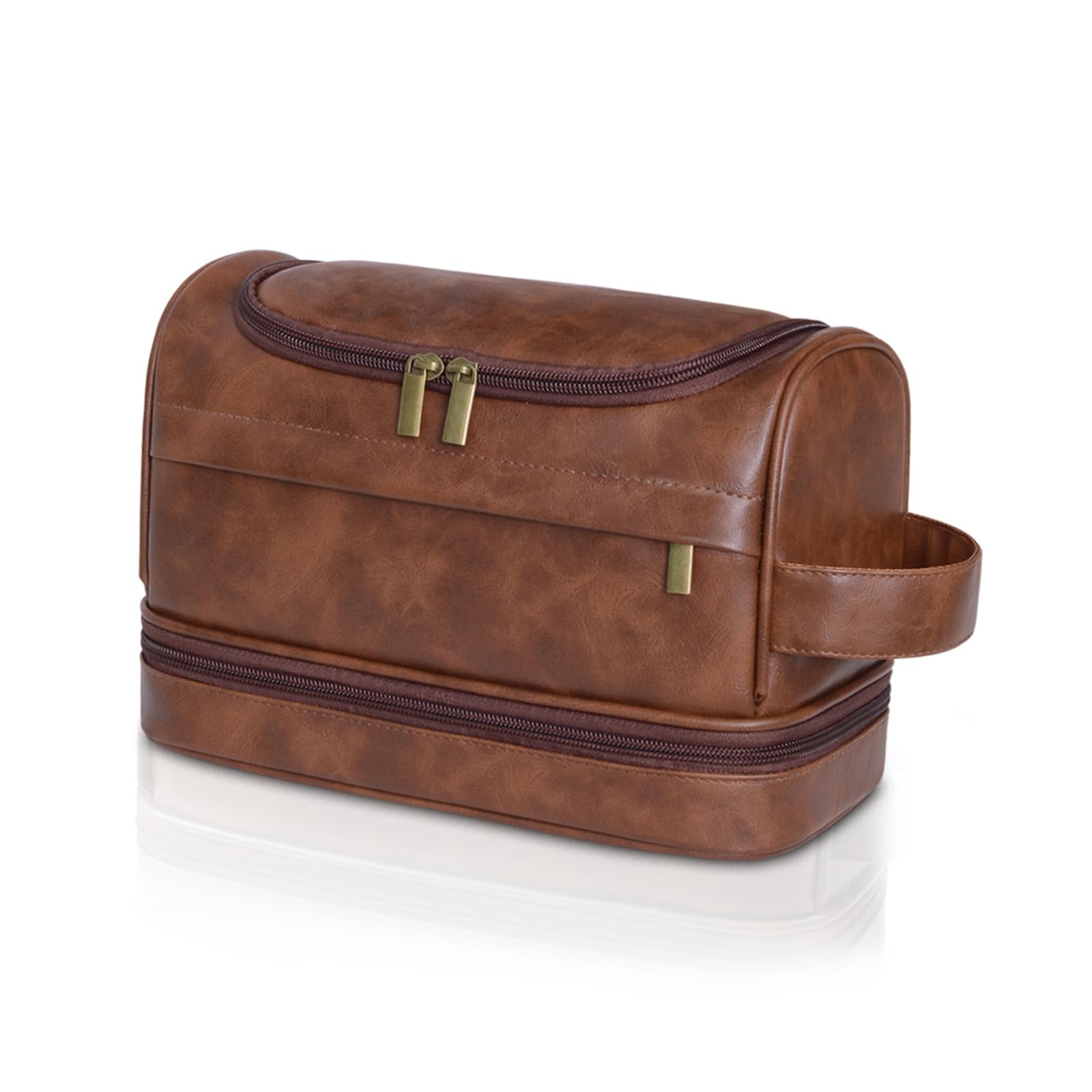 Beauty case da uomo,grande astuccio da viaggio in pelle con gancio per appenderlo