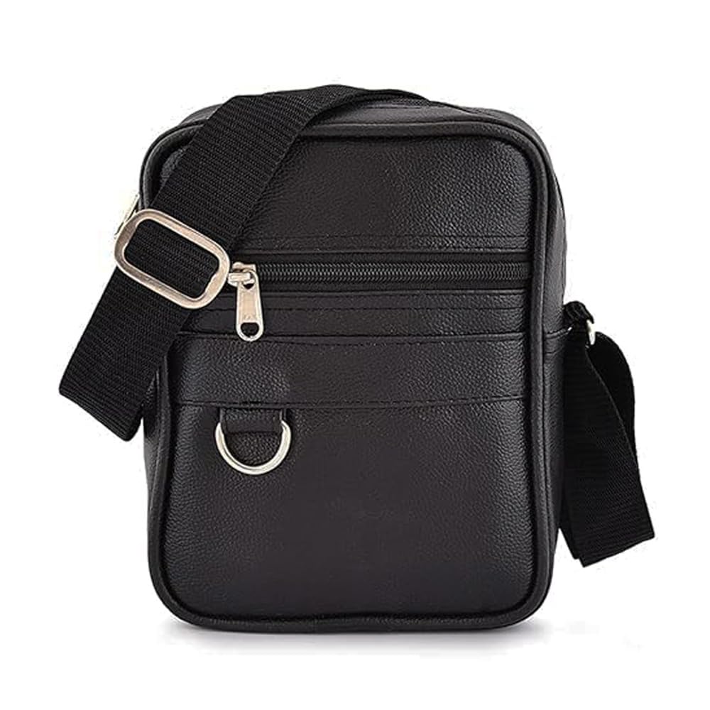 PU-Leather Small Sling Bag, Chest Slinger Bag, Crossbody Bag, Side Bag, Mini Leather Slings, Corporate Gift Item, Passport Sling, Black-picture-54