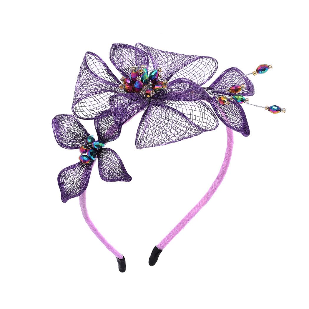 IYOU Mujeres Alambre de Cobre Diademas Flores Morado Bandas para el Pelo Hechas a Mano Vintage Promoción Boda Novias Accesorios para el Pelo para Novia Dama de Honor Invitada