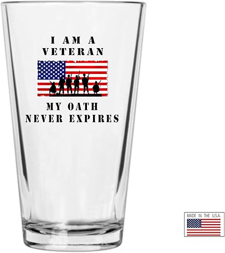 Miniatura 2 de Rogue River Tactical Taza de cerveza con texto en inglés "I am a Veteran My Oath Never Expires Beer Cup Pint 16oz Pub Gift For Military Active Duty