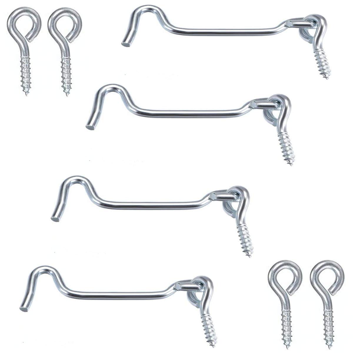 MAGICAL-ROLE 4 PCS Cabin Hook Gate Hook Eye Latch Swivel Window Door Hook with Mounting Screws (2in)