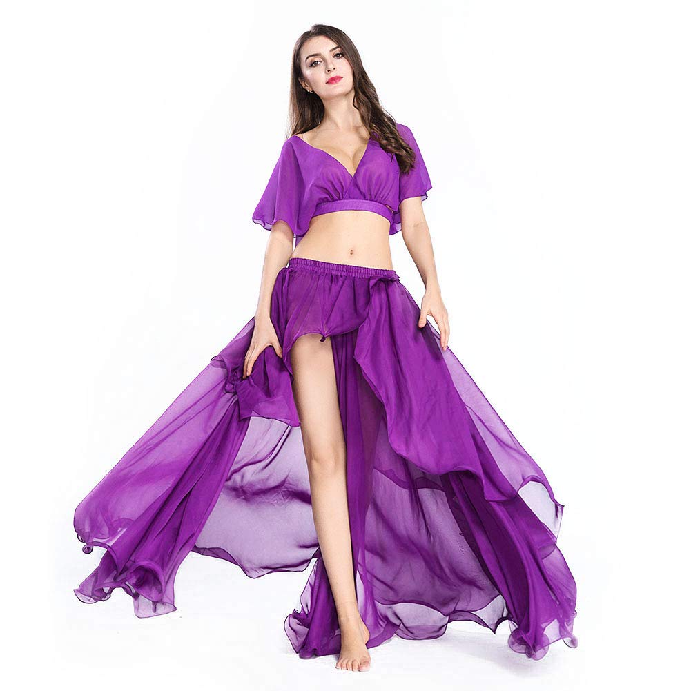 ROYAL SMEELA Bauchtanz Kostüm Outfit Set - Performance Top und Rock - Chiffon Maxirock für Frauen - Lange Röcke zum Tanzen