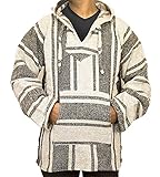 Mexican Baja Hoodie Sweater Jerga Pullover Red Gray Unisex