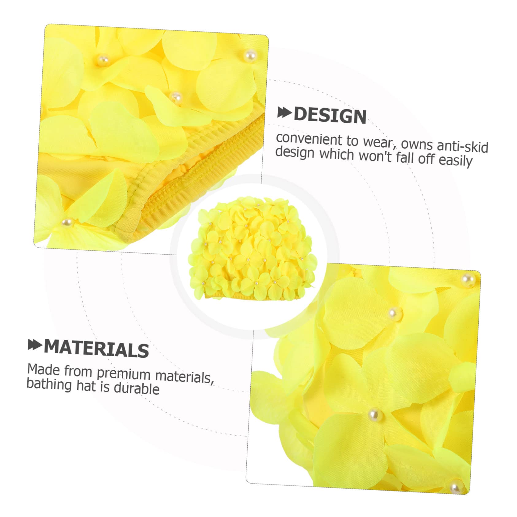 BESPORTBLE 5 Pièces Bonnet de Bain Fleuri Bonnets de Bain pour Les Cheveux Grand Bonnet de Bain Bonnet de Natation Femme Adulte pour Cheveux Longs Polyester