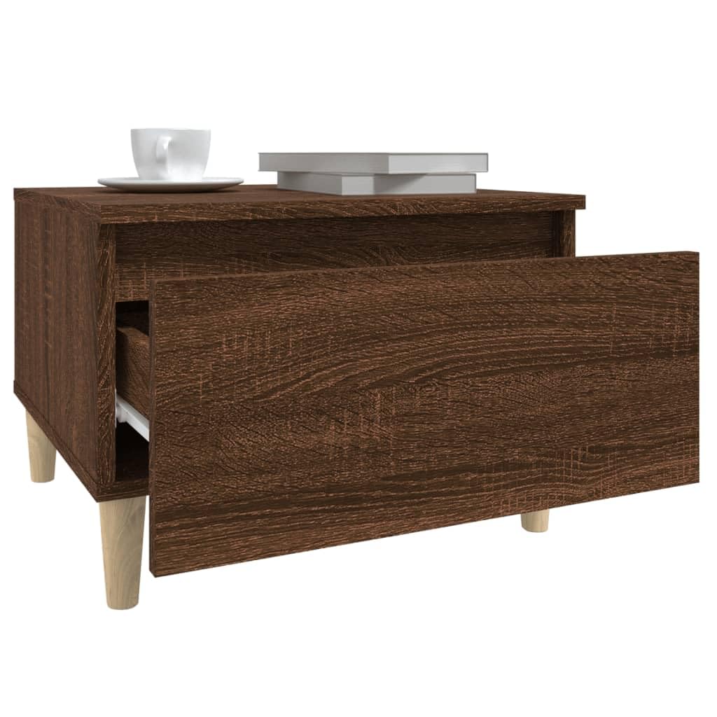 Stoliki pomocnicze, 2 szt., brązowy dąb, 50 x 46 x 35 cm, materiał drewnopochodny z szufladą, stolik kawowy, stolik do odkładania do salonu, sypialni, korytarza, schowek i dekoracja