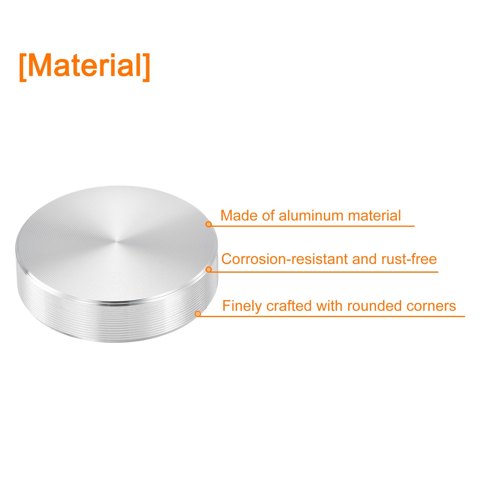 QUARKZMAN Hardware per Disco Alluminio a Forma Rotonda Filettatura Diametro di 30mm M6, 2pz Adattatore per Piano Vetro Disco Circolare Alluminio per Tavolo Vetro, Argento