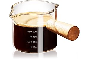 <p>PARACITY Espresso Cups with Wood Handle, Double Spout Glass Measuring Cup with...