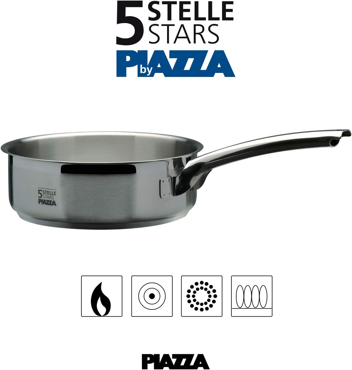 Piazza 5 Stars Stainless Steel Sauté Pan, 3.80-Quart