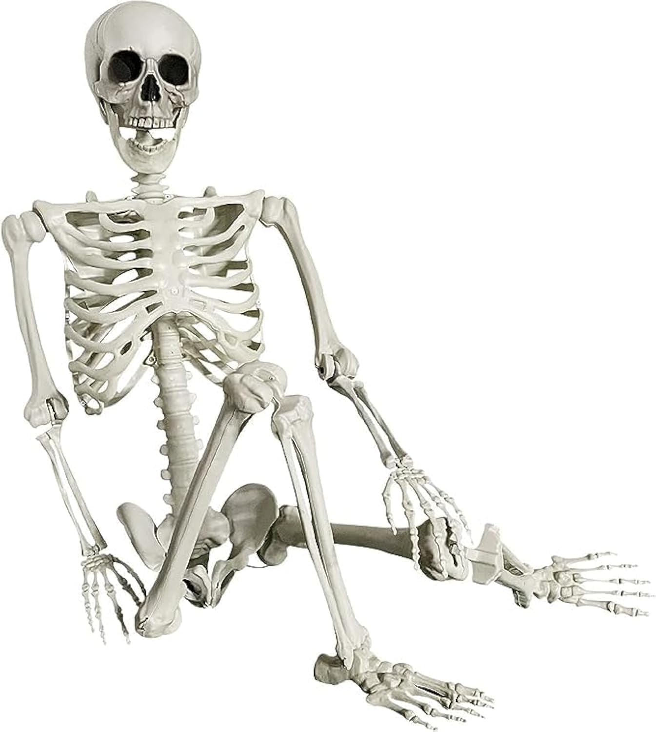 GGEROU Posable Halloween Skeleton,Full Body Halloween Skeleton with Movable Joint,Halloween Life Size Skeleton Weatherproof Human Bones Body Prop for Graveyard Decor,House Haunted (Hight:6 ft /185cm)