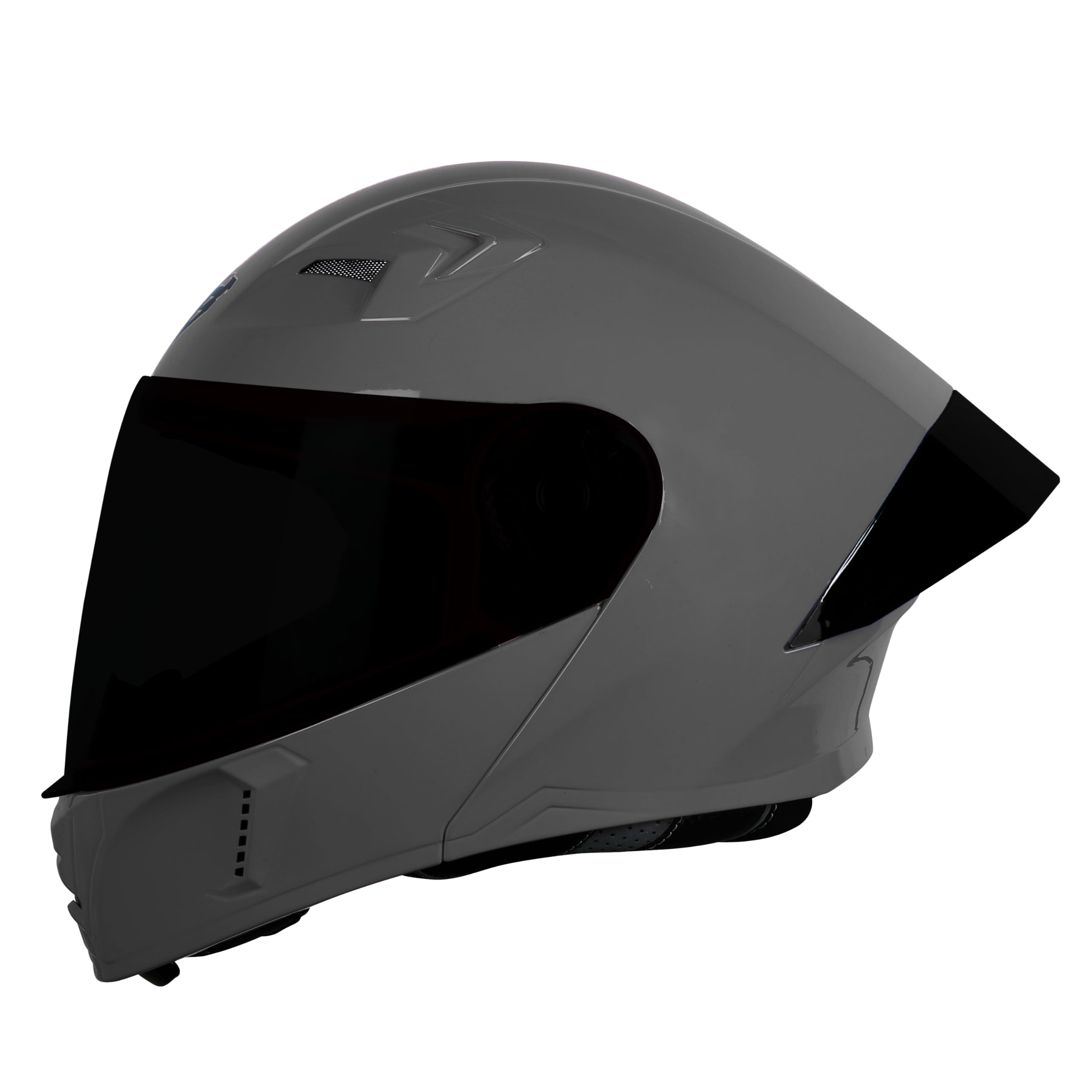 Steelbird SBA-20 7Wings ISI Certified Flip-Up Helmet with Black Spoiler for Men and Women with Inner Smoke Sun Shield