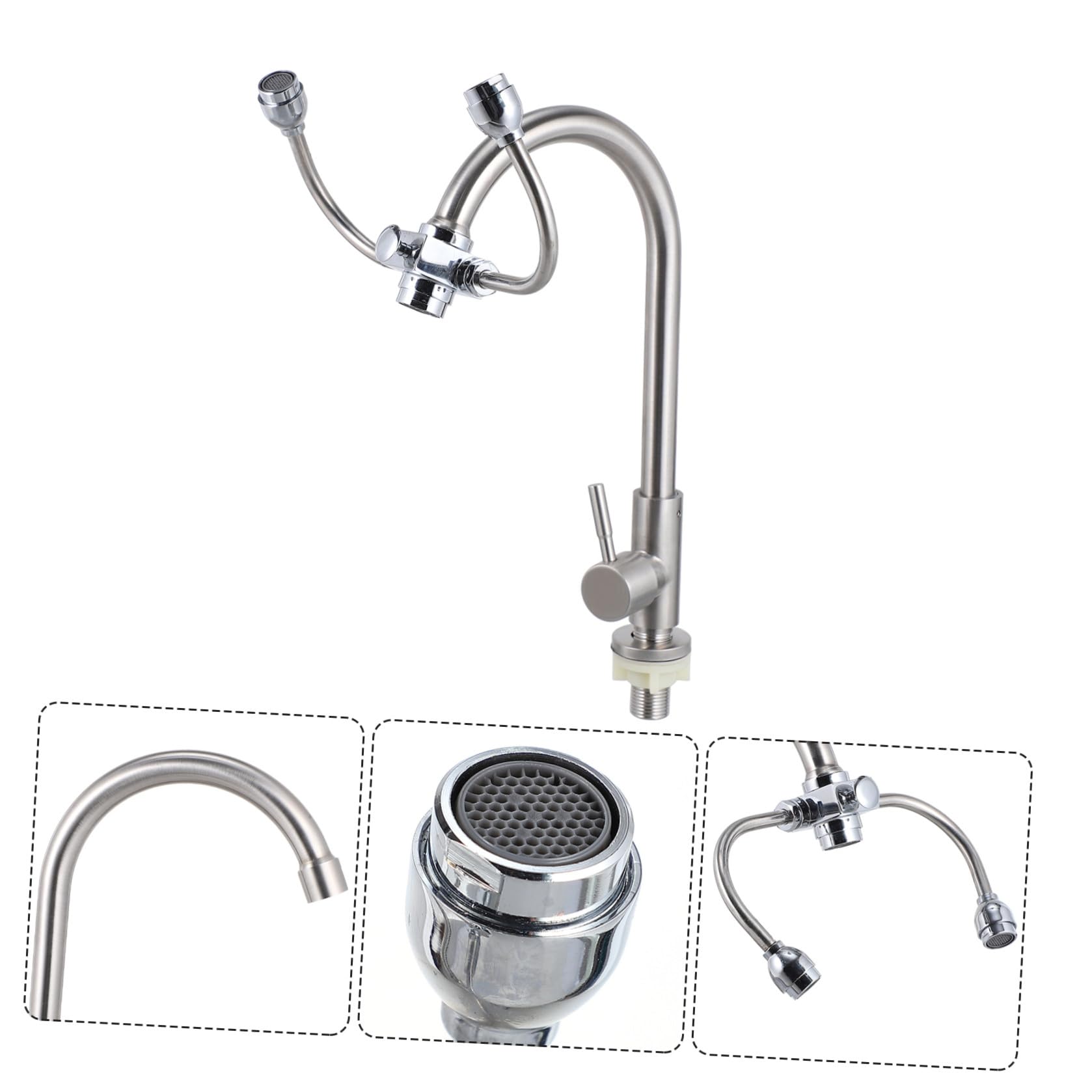 Lavaojos Montado en Grifo para Lavabo, Acero Inoxidable, Plata