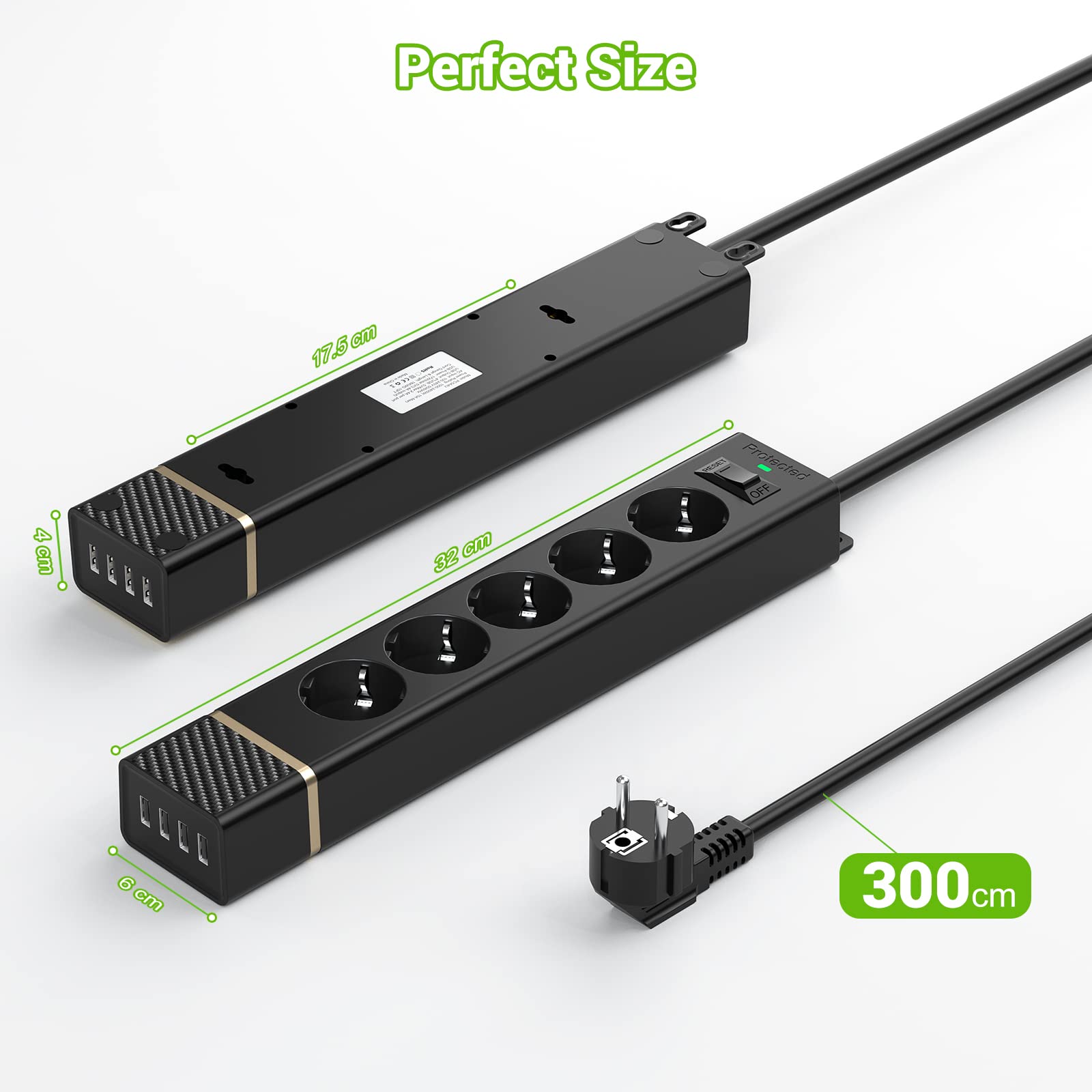Presa Da Muro Con USB AblePower Ciabatta 6 Prese Con 4 Porte USB E Protezione Sovratensioni 300J - Sicura Per Tutti I Dispositivi Ciabatta Telefonica - Foto 4