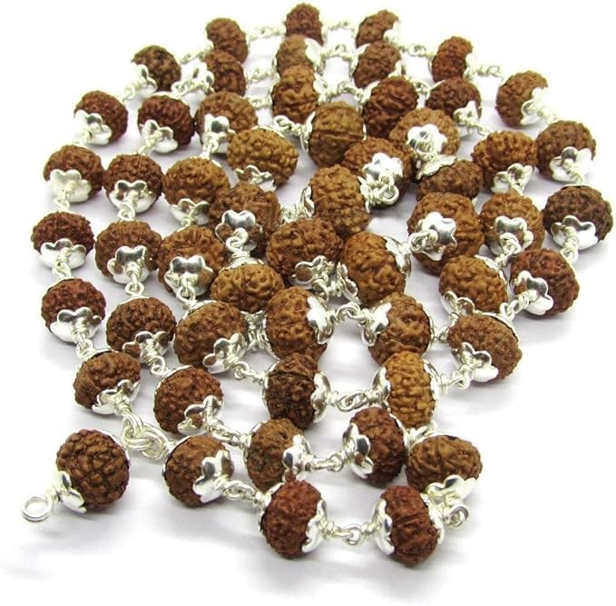 Perles Rudraksha Mukhi indonésiennes en argent pour votre méditation