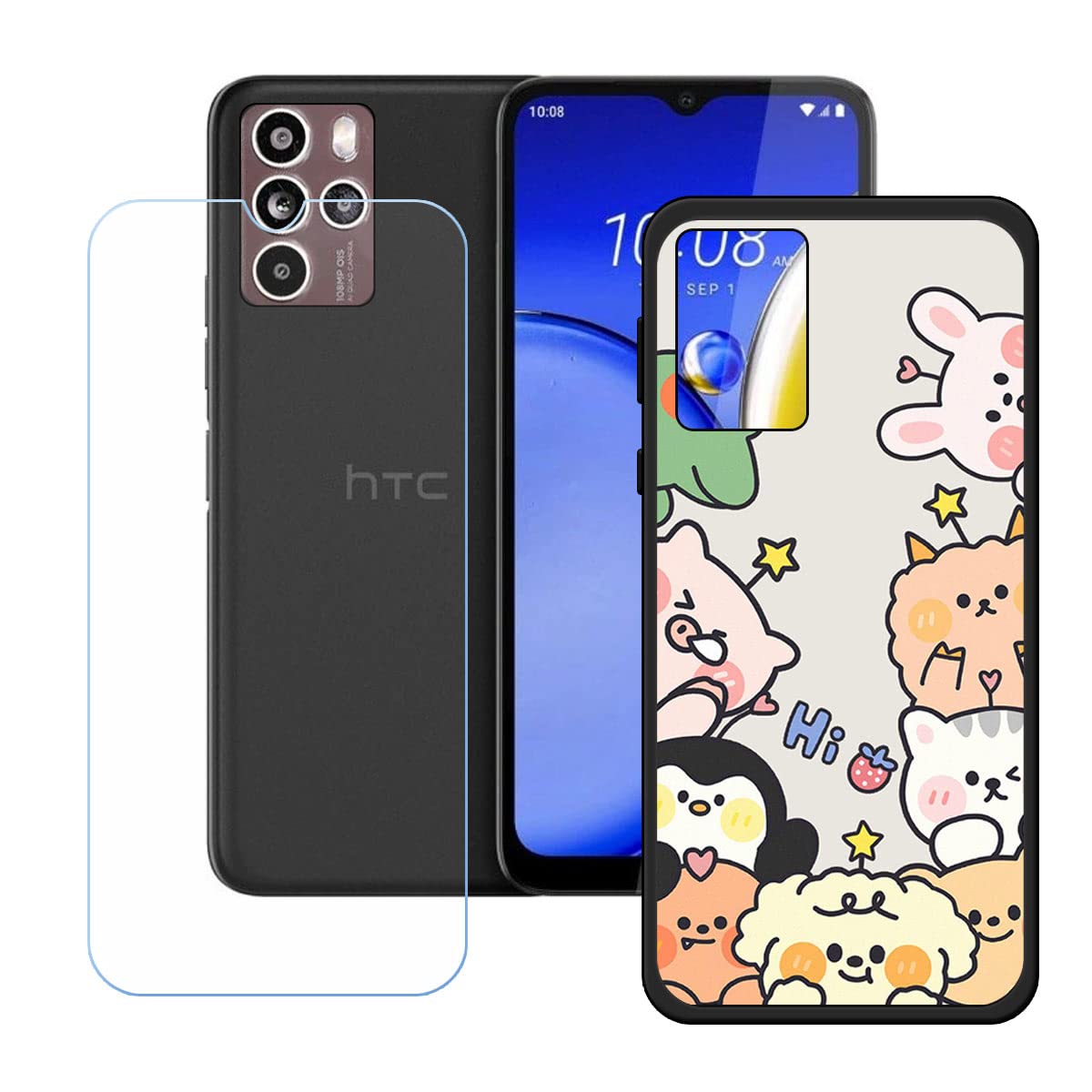LCEHTOGYE Cover per HTC U23,Nero Custodie Morbido Silicone Case Ultra Sottile TPU Flessibile Protettiva Custodia per HTC U23 (6,8) - KE157