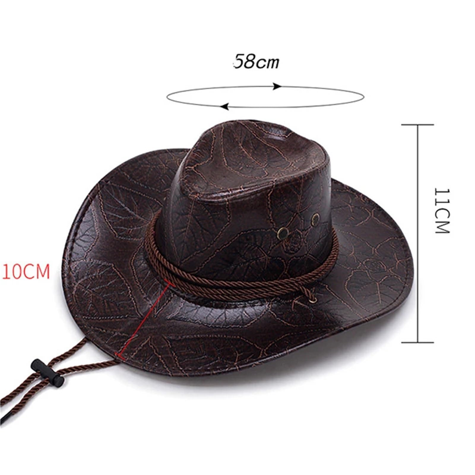Cappello Da Cowboy Grande Uomo In Pelle PU, Donna, Visiera Esterna, Berretto Traspirante Unisex