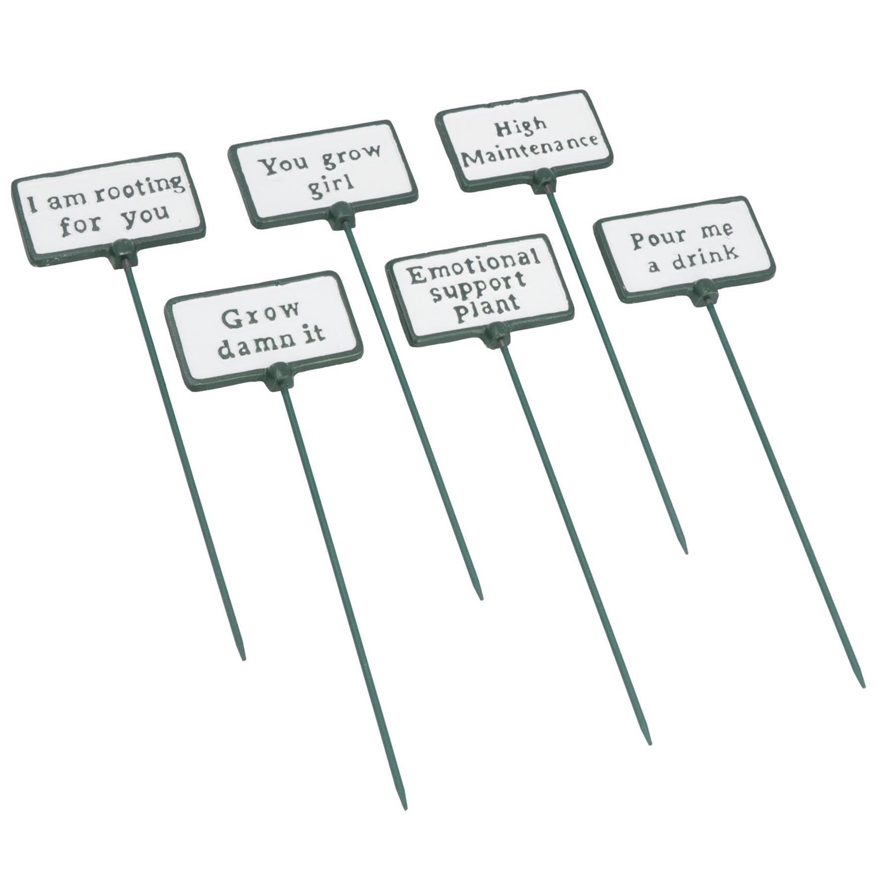Comic-Pflanzenschild, Markierungsetikett, Gusseisen, für Haus, Garten, Hof, Schrebergarten, 6 Stück