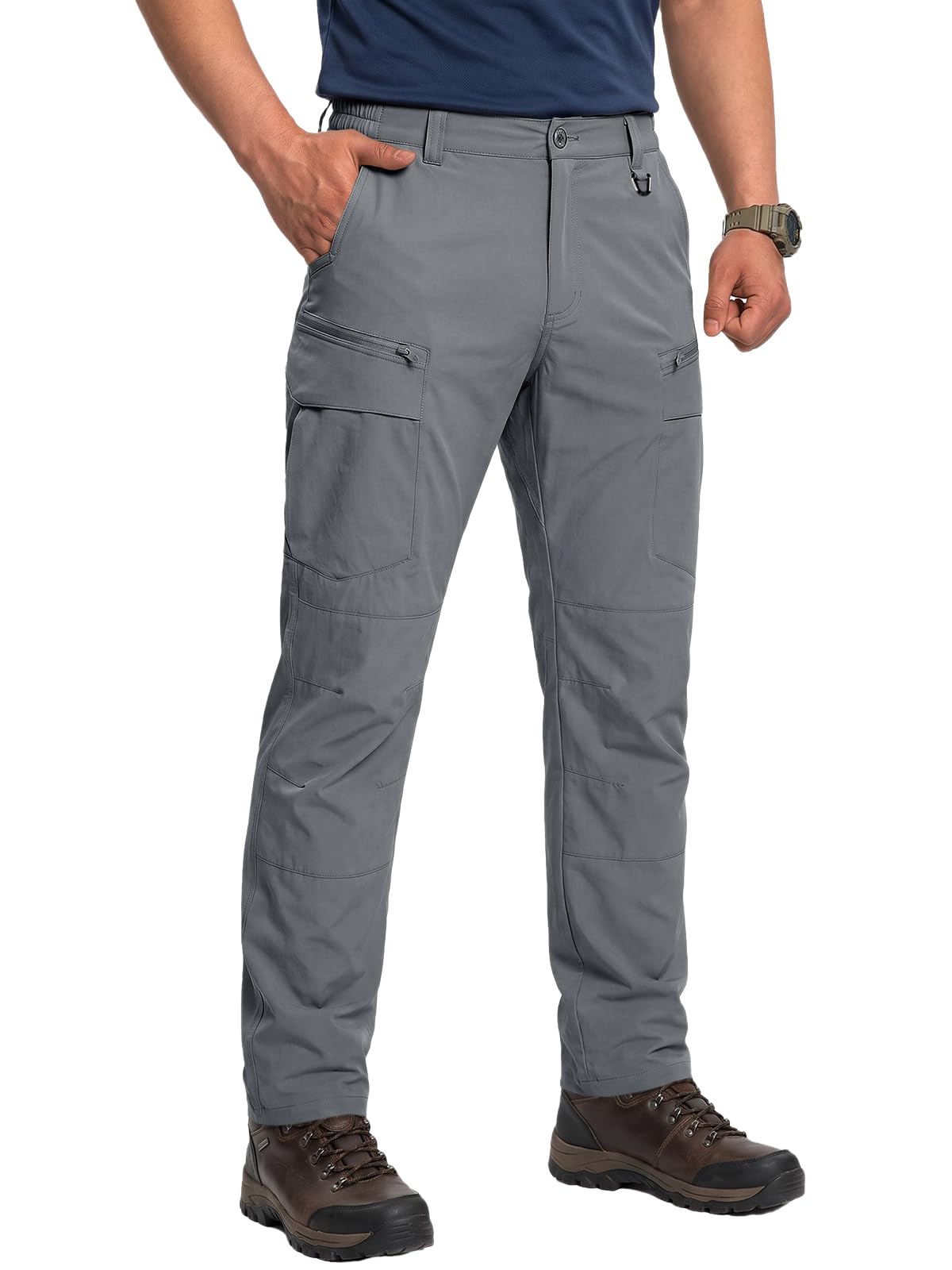 Runcati Pantaloni da trekking da uomo, impermeabili, traspiranti, leggeri, con tasche multiple, chiusura lampo, funzionali, ad asciugatura rapida