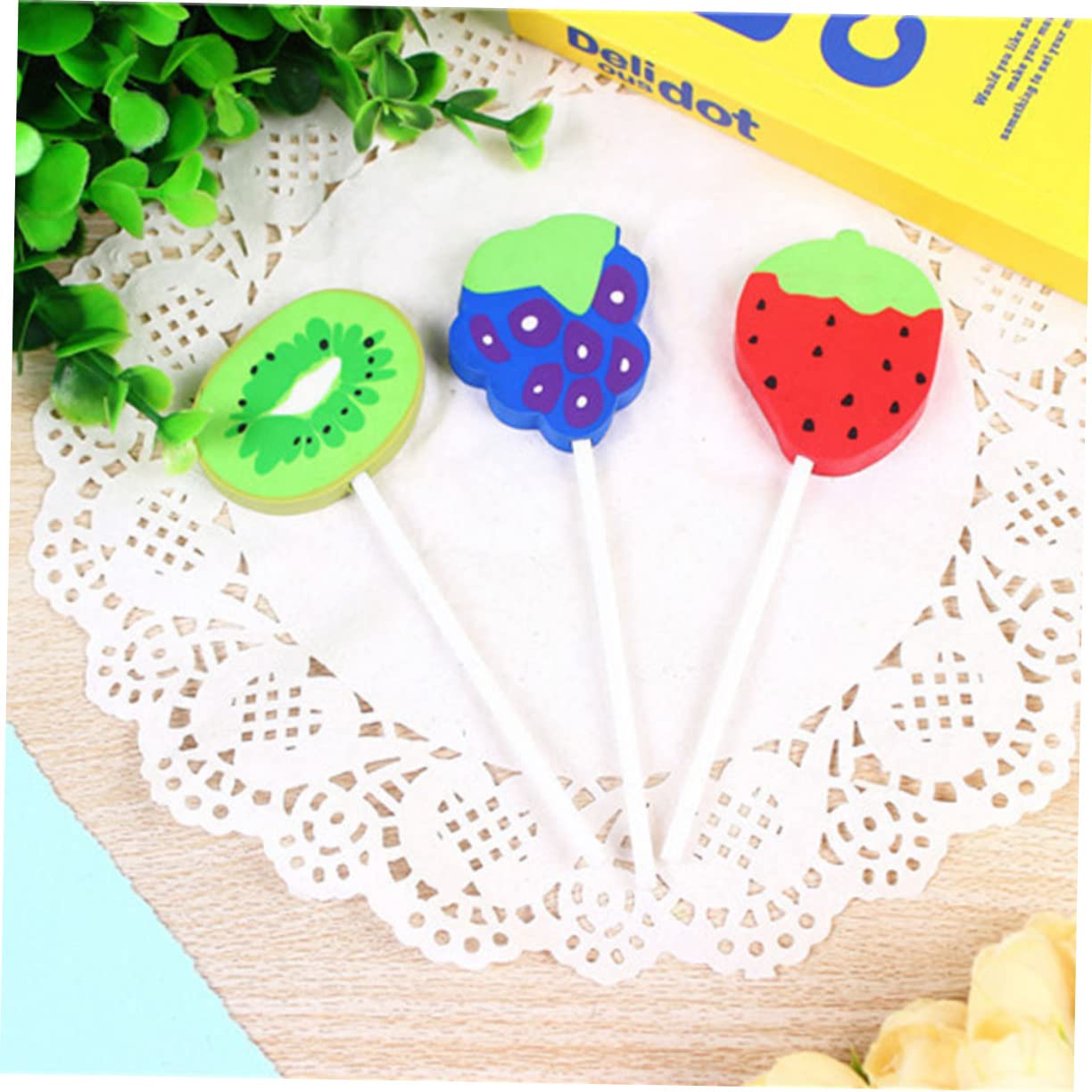 HOODANCOS Fruit Simulation Erasers 6pcs Pencil Eraser Soft Comfortable Creative Stationery Perfect for Kids Students Art Drawing