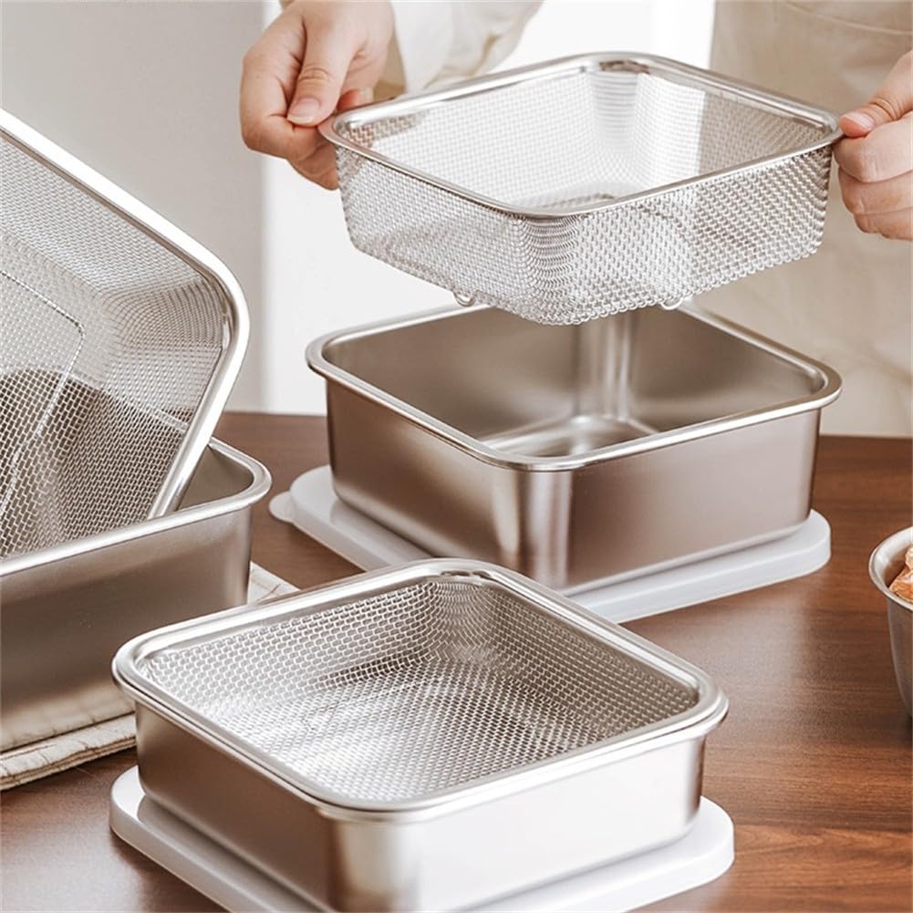 Plaques de cuisson en acier inoxydable anti-encombrement avec panier filtrant et couvercle