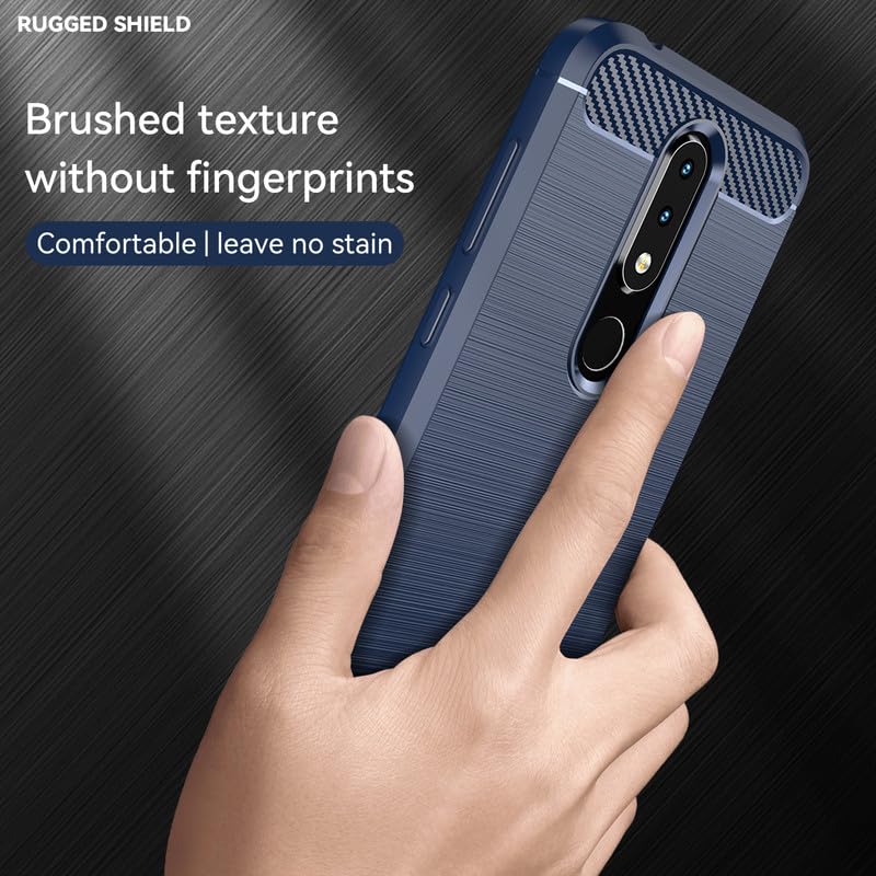Image of Hybrid Carbon Fiber Back Case for Nokia 6.1 Plus / X6 (Blue)