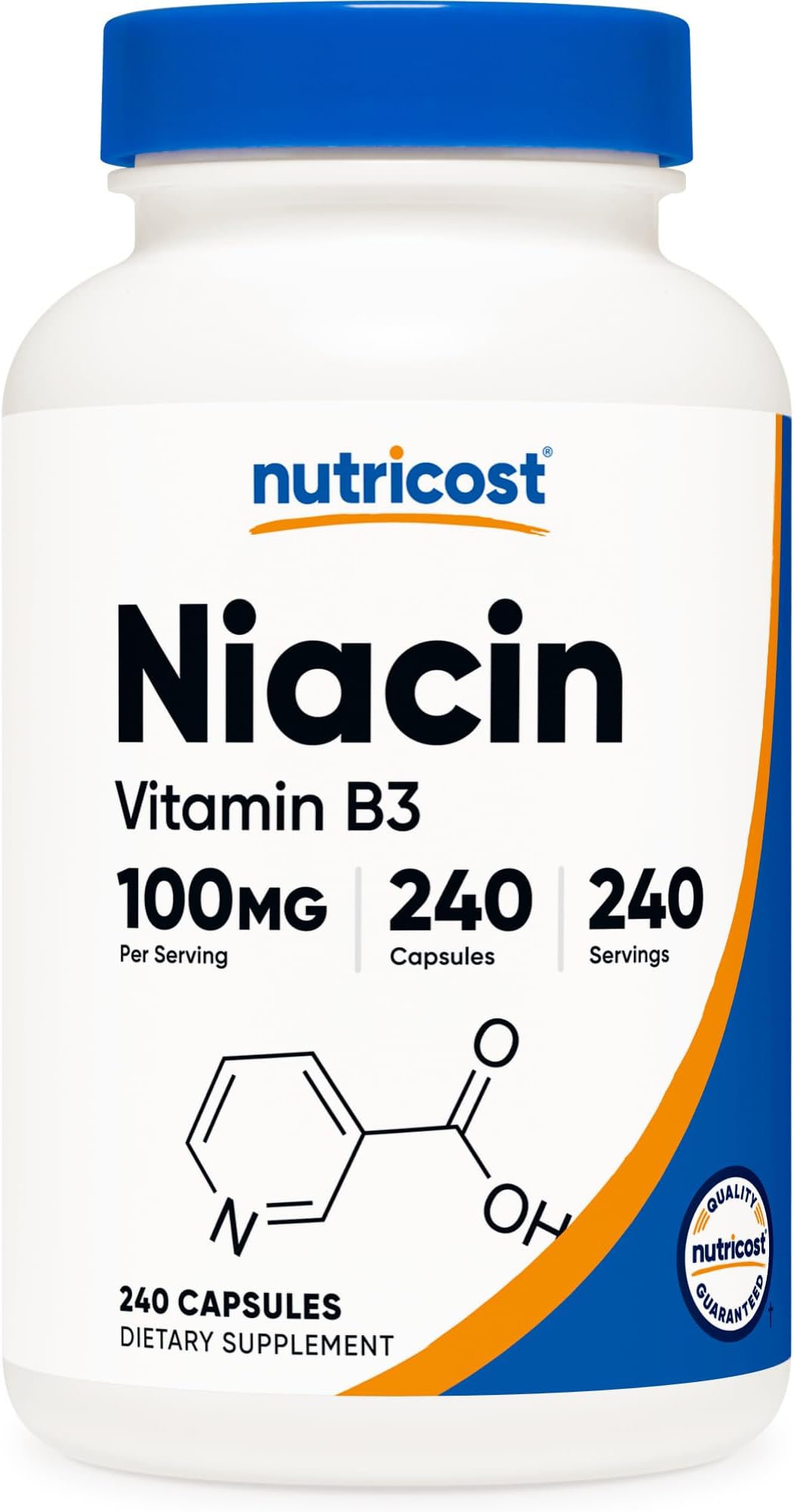Niacin (Vitamin B3) 100mg, 240 Capsules - with Flushing, Non-GMO, Gluten Free