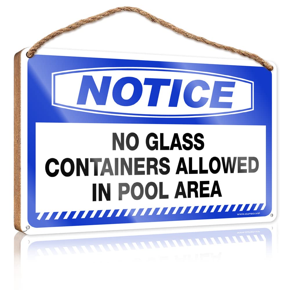 Bruntelo Women's One Color Farmhouse Signs Notice No Glass Containers Allowed In Pool Area Wooden Sign Door Sign For Home Outdoor Wall Decor(23X35cm)